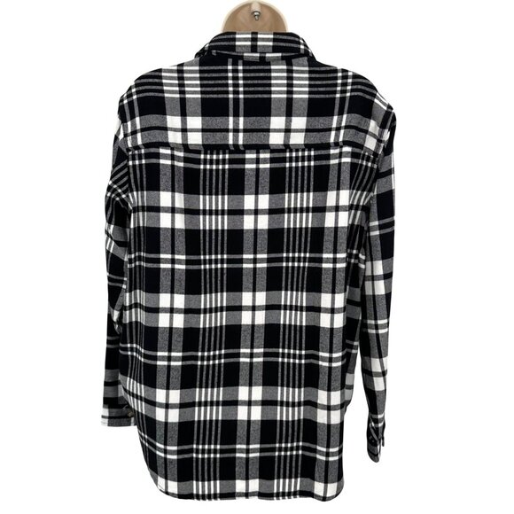 NWT Jachs Girlfriend Womens Black & White Plaid Button-Up Flannel Shirt Medium - Picture 3 of 11